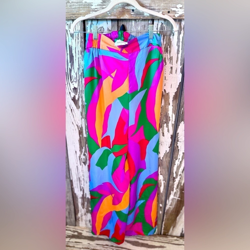 ADRIENNE Colorful Pants Size Small Tropical